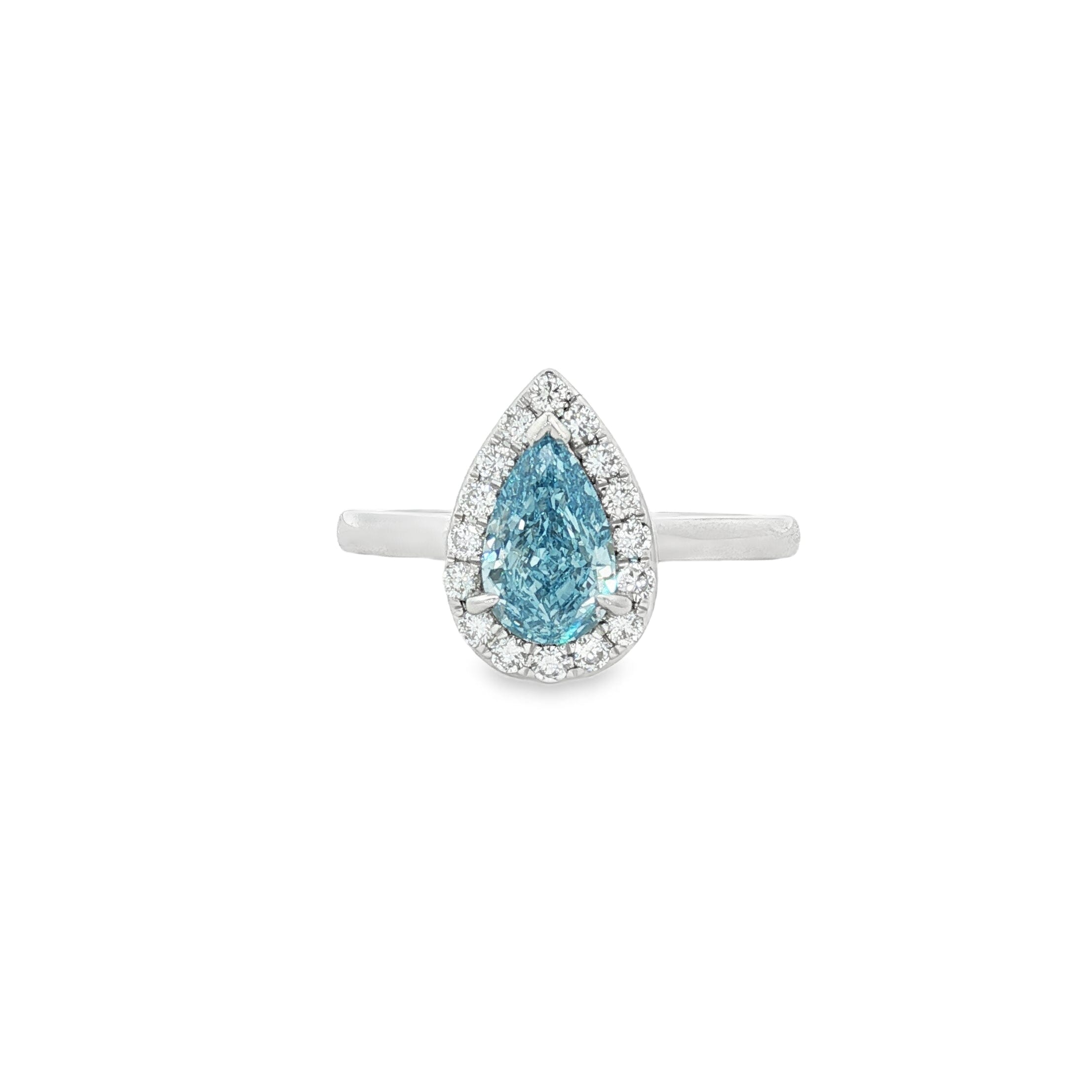 Fancy Blue Pear Lab-Grown Diamond Ring 005