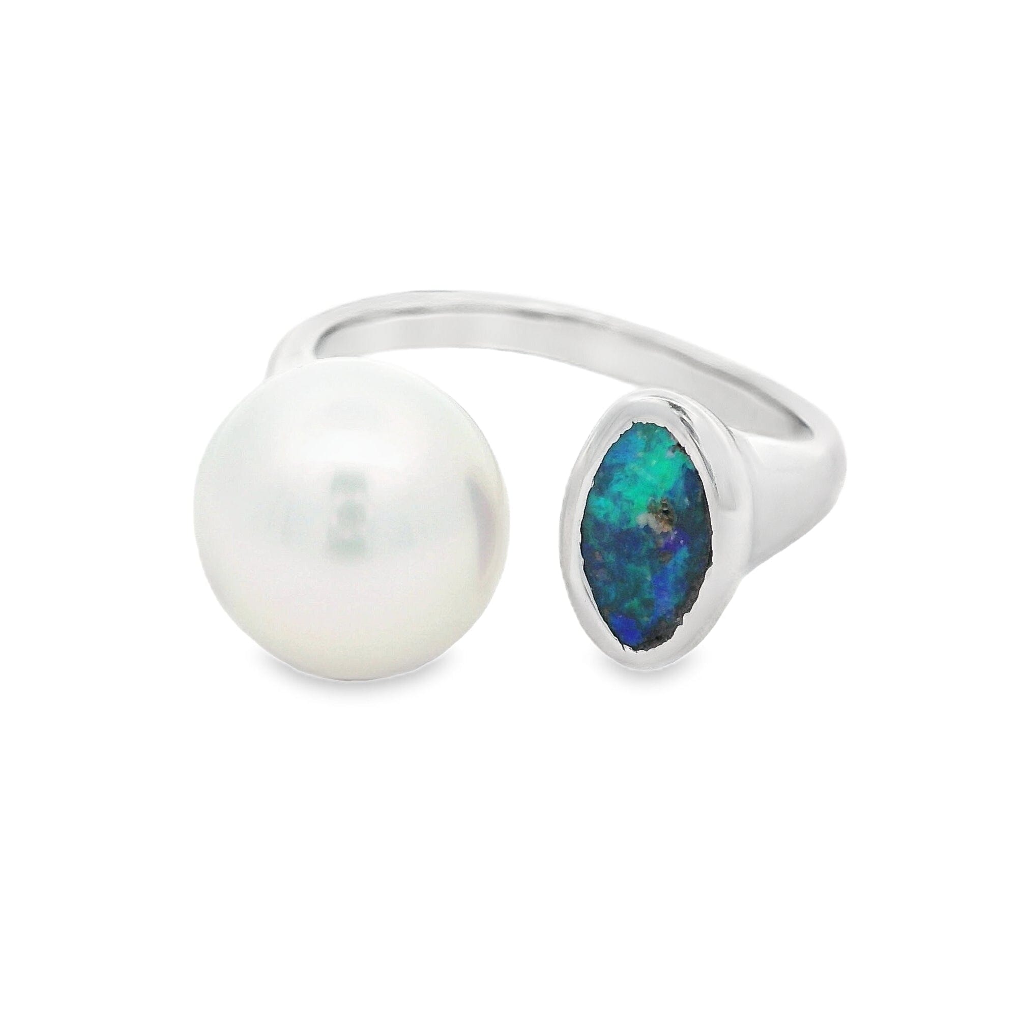 Peacock Boulder Opal Ring 074