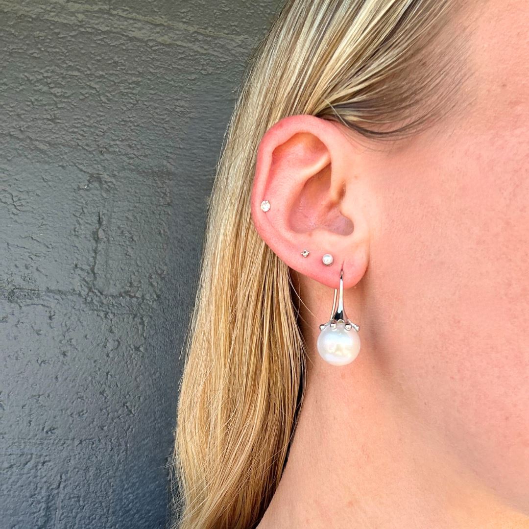 Freshwater Cultured Pearl Raindrop Earrings Image 2