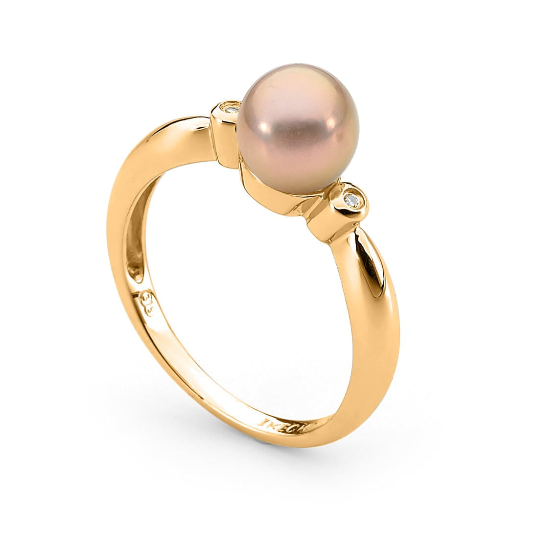 Pink Edison pearl gold ring with diamond accents | Ikecho Australia