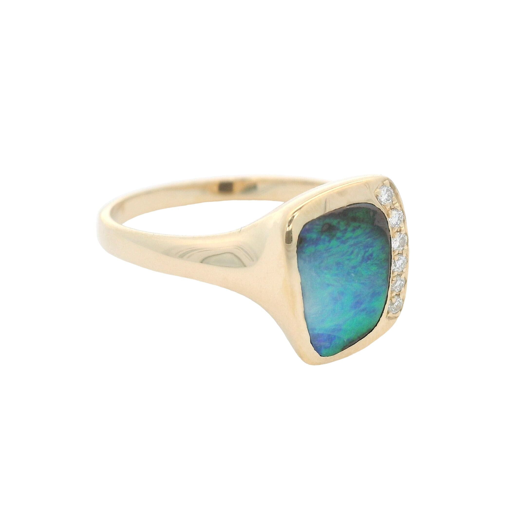 1.73ct Turquoise Solid Boulder Opal Ring