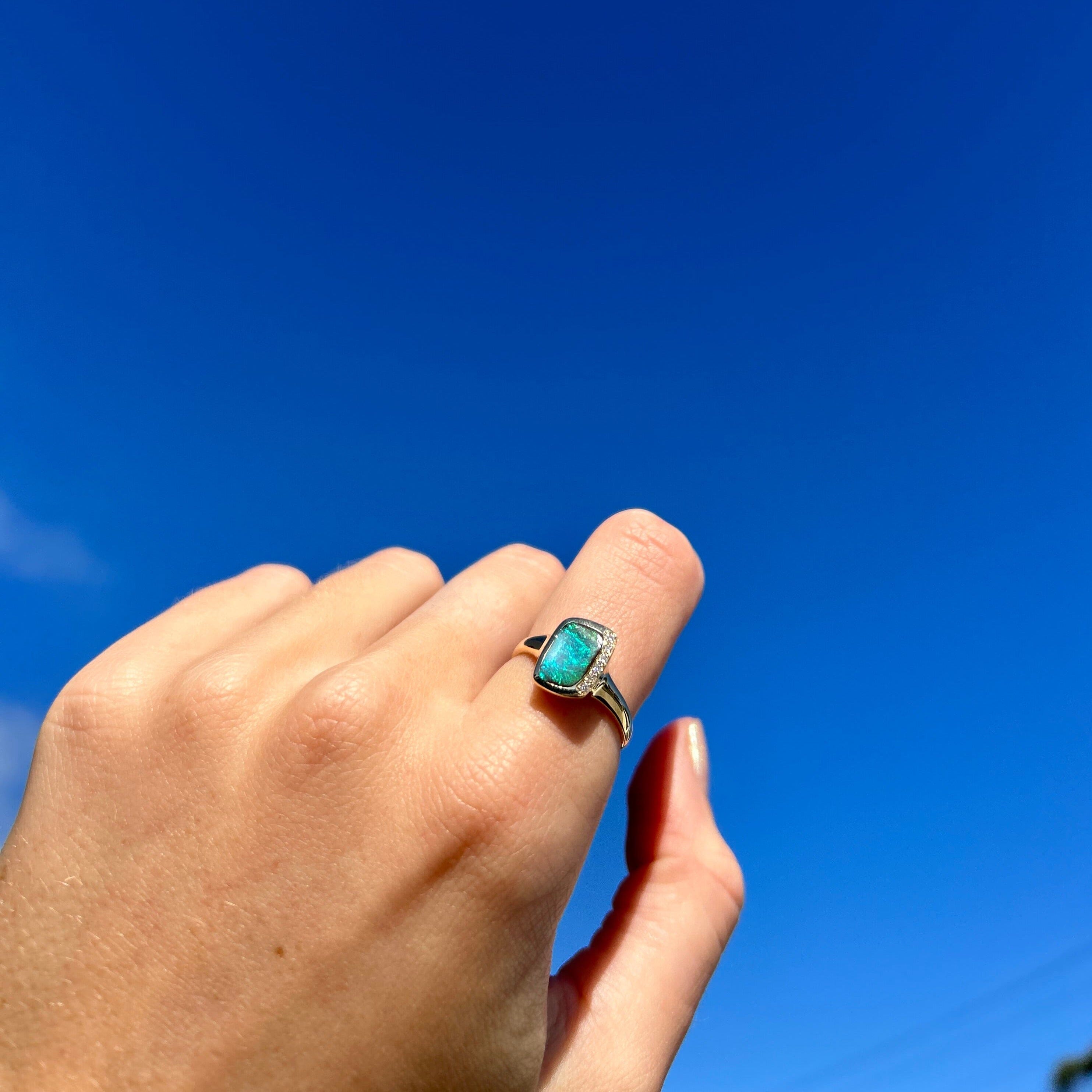 1.73ct Turquoise Solid Boulder Opal Ring