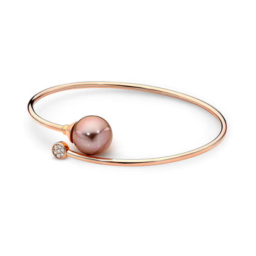 Pearl Bangle, Ikecho pearl bangle, Ikecho Australia pearl bangle, Gold pearl bangle, Pearl and diamond bangle