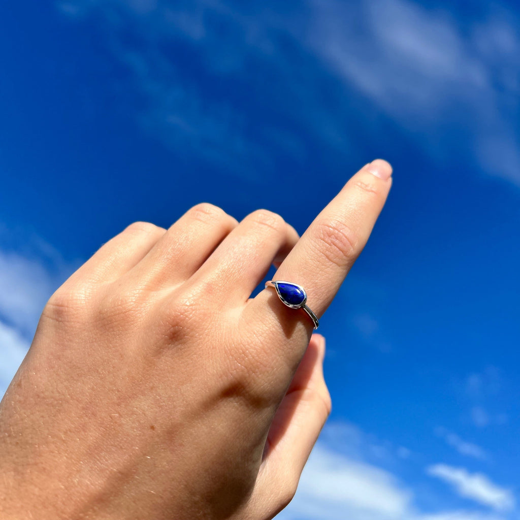 Blue Opal Ring on Model Hand