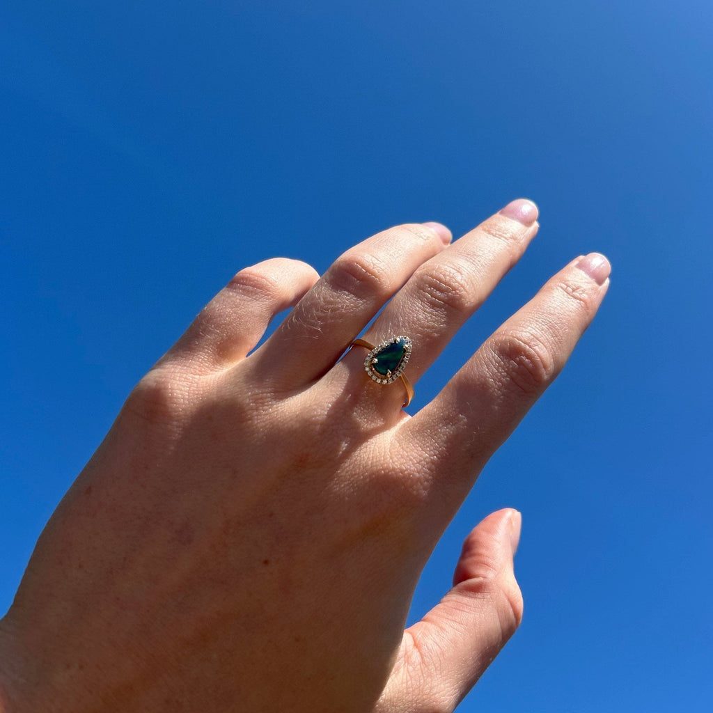 Black Opal and Diamond Ring