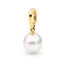 Gold pendant with a white Edison pearl on a white background | Ikecho Australia