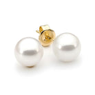 Akoya pearl stud earrings with gold posts on a white background | ikecho Australia