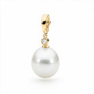 Large Edison Pearl pendant with gold setting and diamond bail on a white background | Ikecho Australia