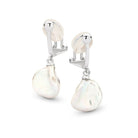 Pearl clip on earrings with silver hooks on a white background | Ikecho Australia