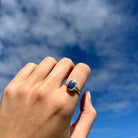 Ink blue Black Opal & Diamond Ring 043