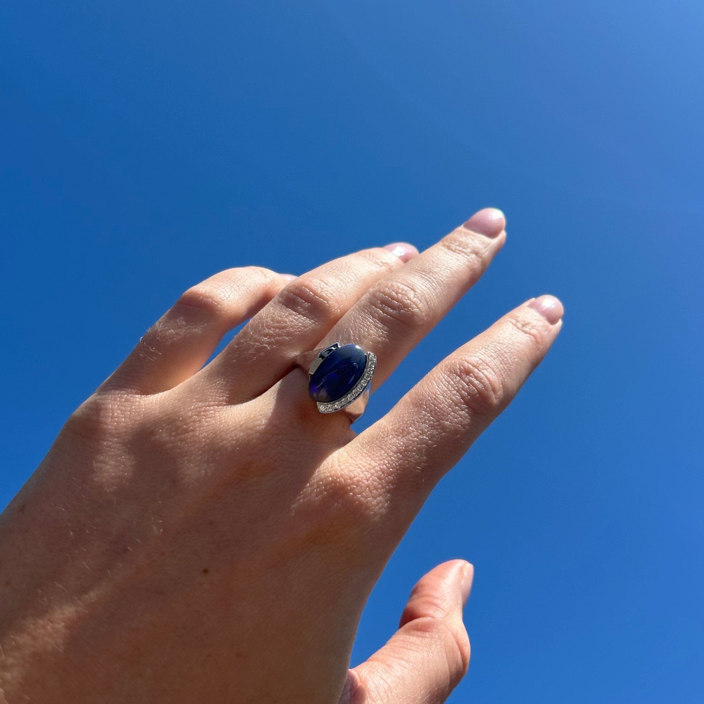 Black Opal Ring with Diamonds