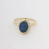 Ink blue Black Opal & Diamond Ring 043