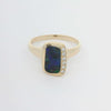 Sapphire Green Boulder Opal Ring 029