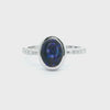 Ink Blue Solid Black Opal Ring 055