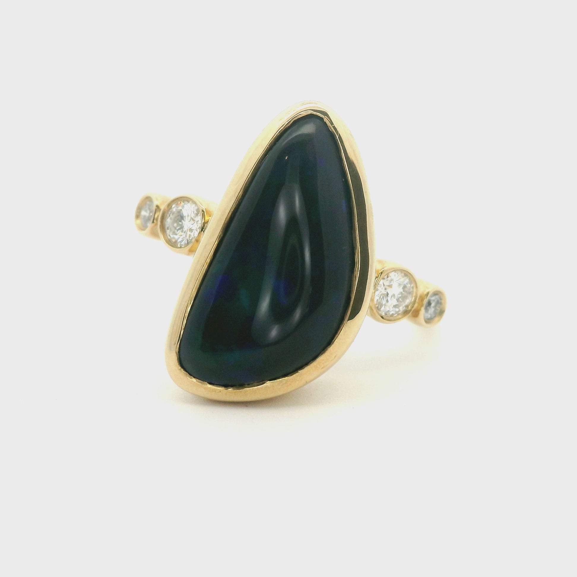 3.86ct Sapphire Green Solid Black Opal Ring