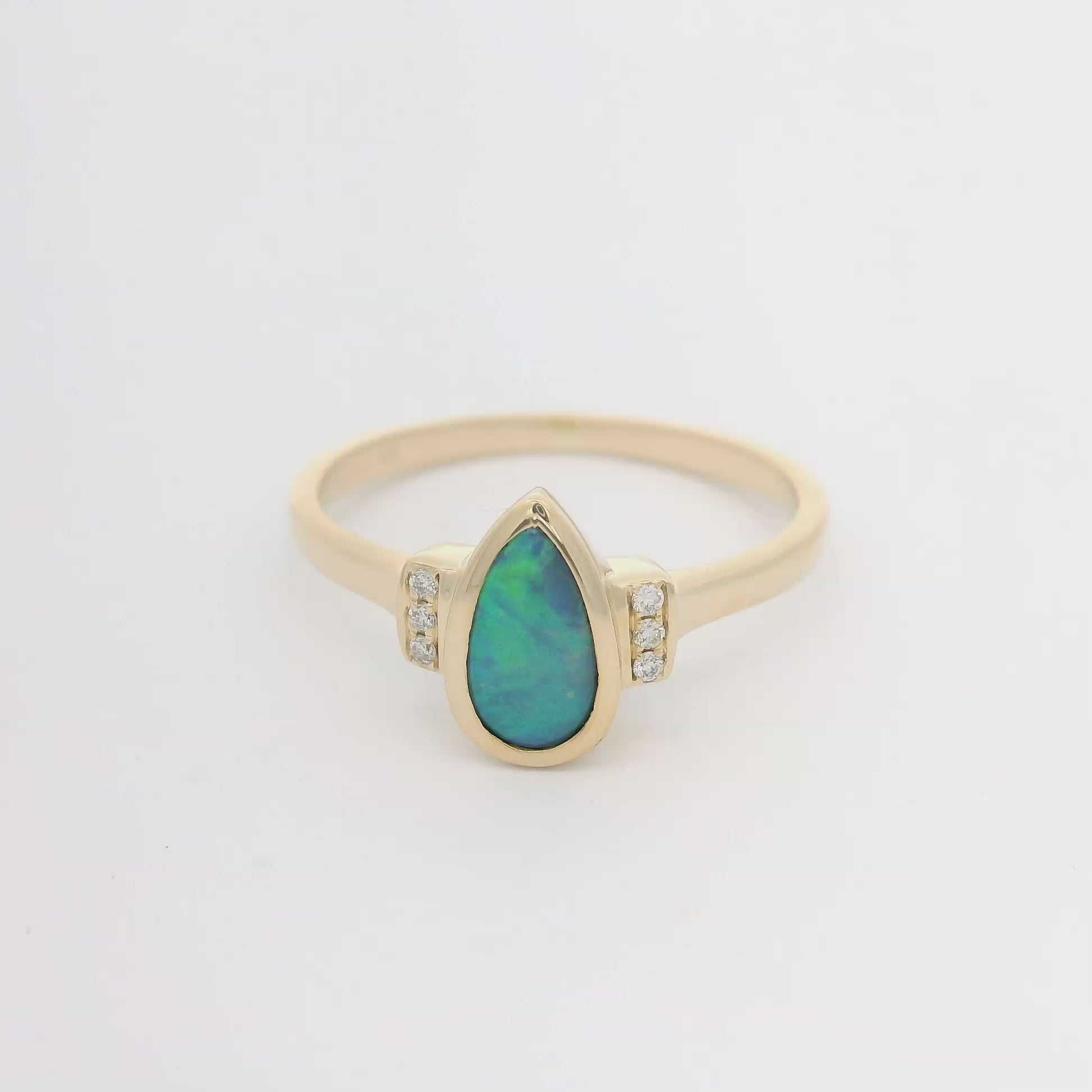0.40ct Turquoise Solid Black Opal Ring