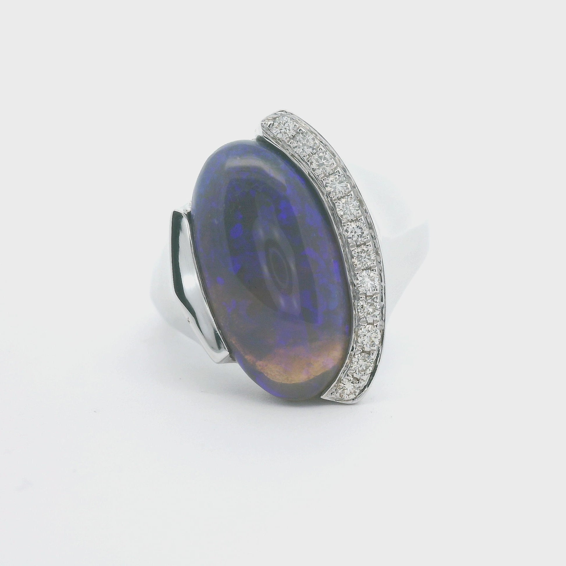 Ink Blue Black Opal Ring 044