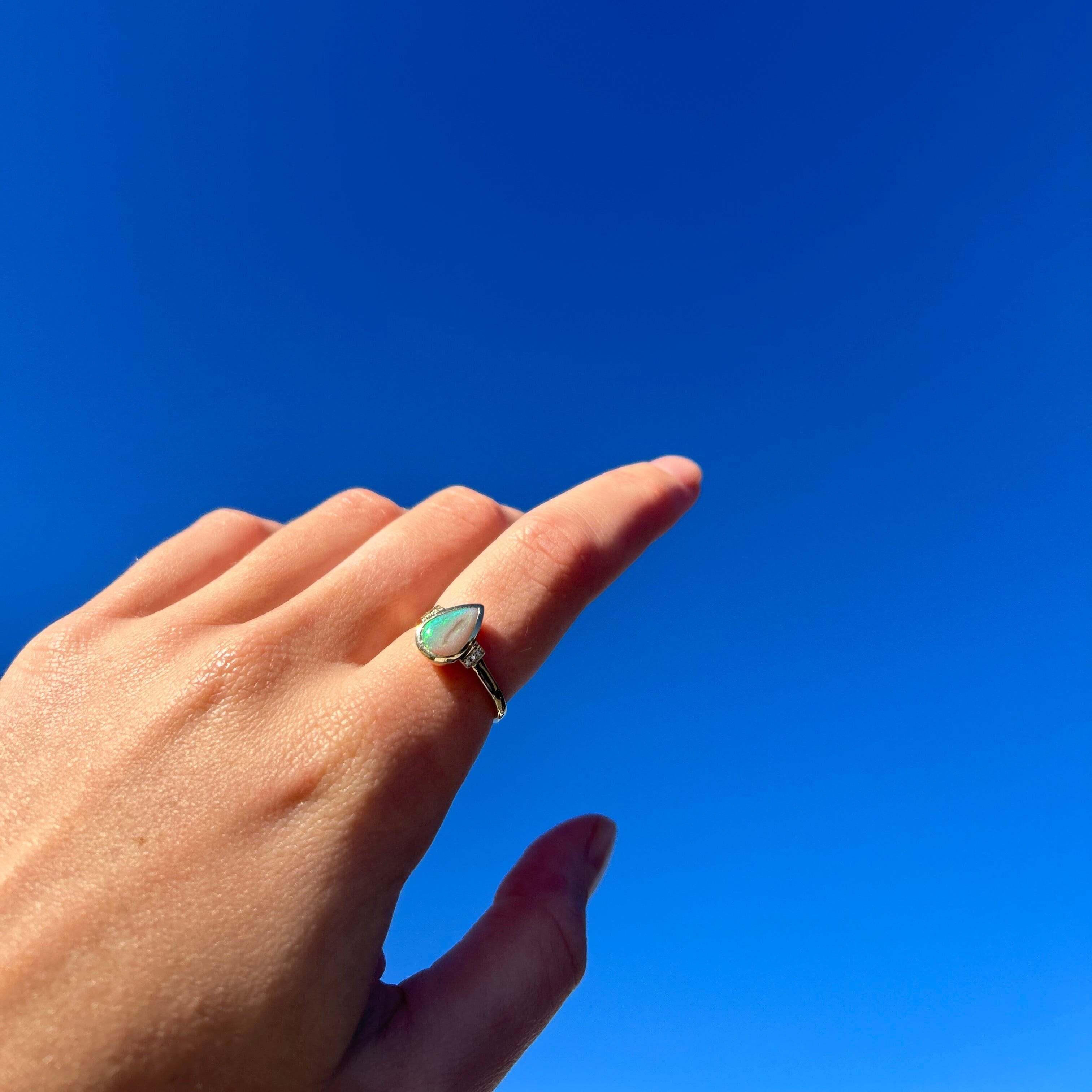 Rainbow Black Opal Ring 020