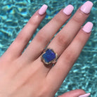 9ct White & Yellow Gold Solid Boulder 4.57ct Opal Diamond Ring 0.10ct